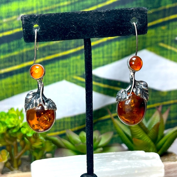VTG| Amber Fruit Silver Earrings 🧡✨ - Picture 1 of 7